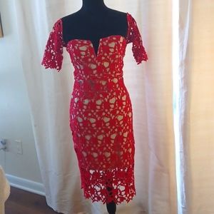 Red guipure lace dress, Forever 21, size 10